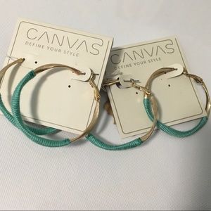 2 pair left! 🌟🌟 Gold hoop earrings w/aqua 🌟🌟